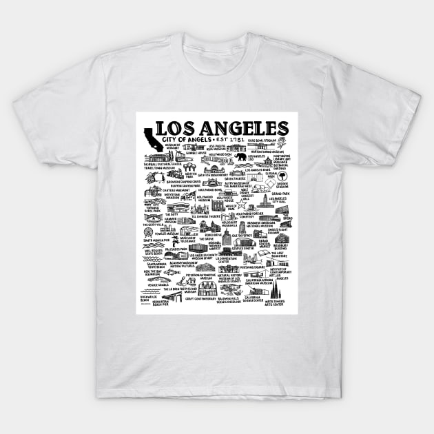 Los Angeles Map T-Shirt by fiberandgloss